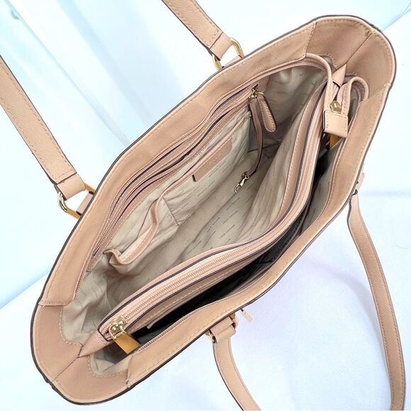 Michael Kors Frame Out Item Saffiano Leather Large North South Tote in Oyster - Picture 8 of 14